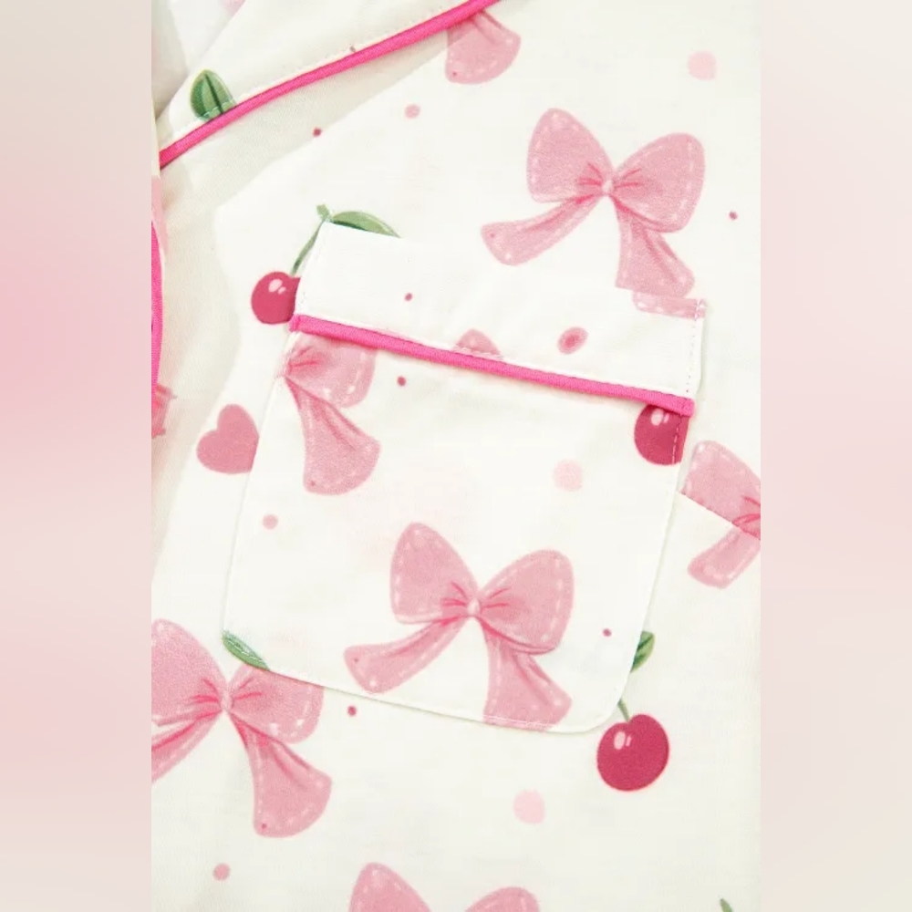 Pink Bows and Cherries Pajama Set - Picture 10 of 13